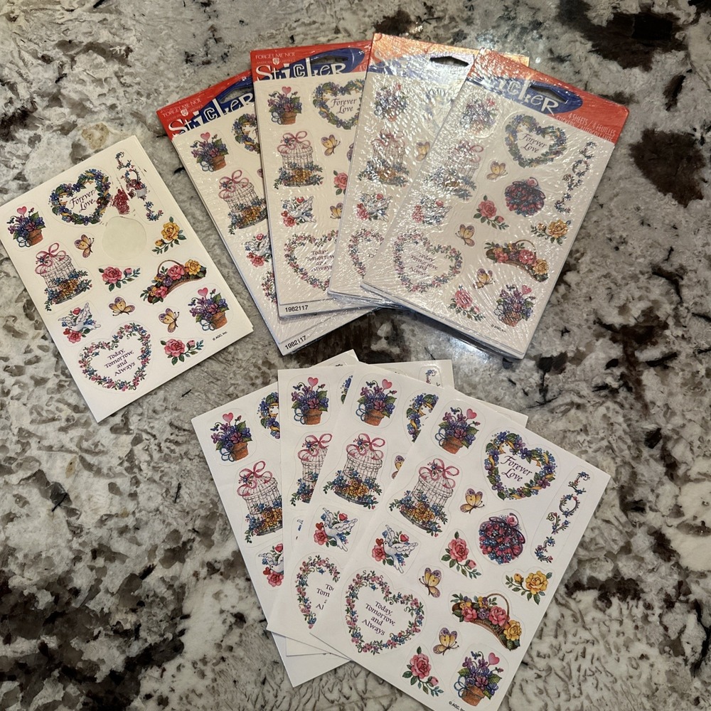 Vtg Forget Me Not American Greetings Sticker NEW Forever Love Floral Bridal LOT